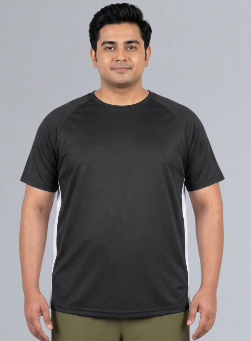 Men's Black Panelled Performance T-shirt