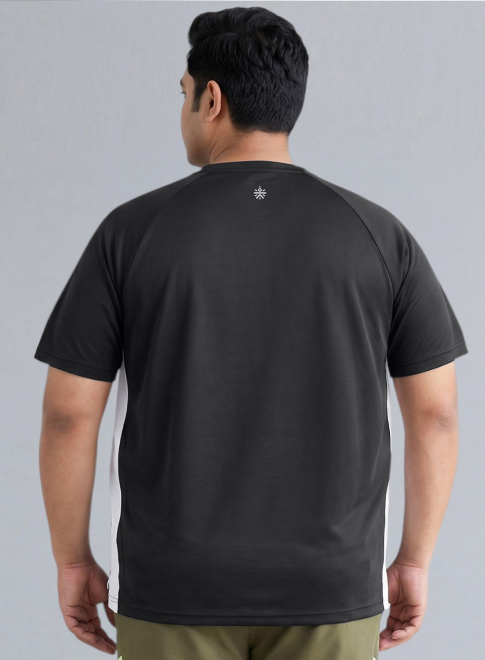 Men's Black Panelled Performance T-shirt