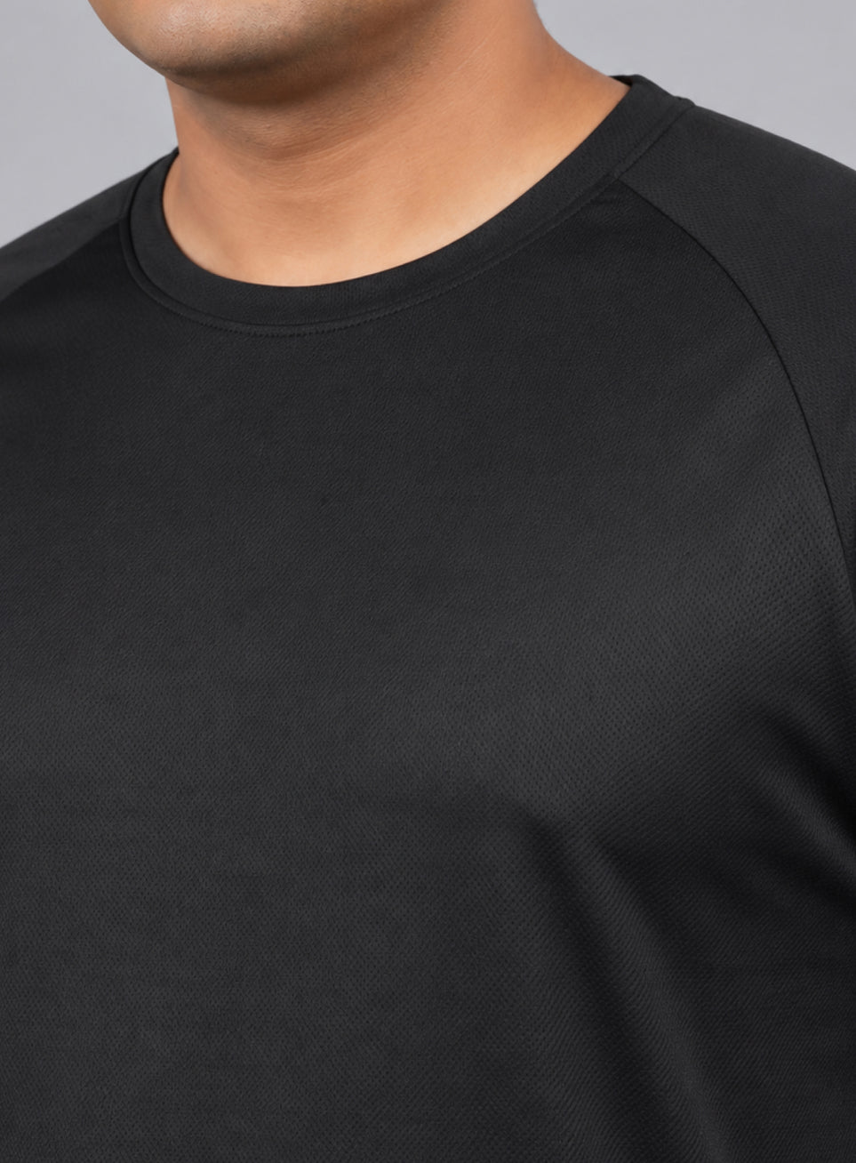 Men's Black Panelled Performance T-shirt