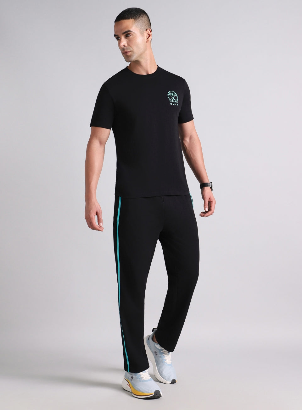 Men's Black V-Man Miniature Print T-shirt