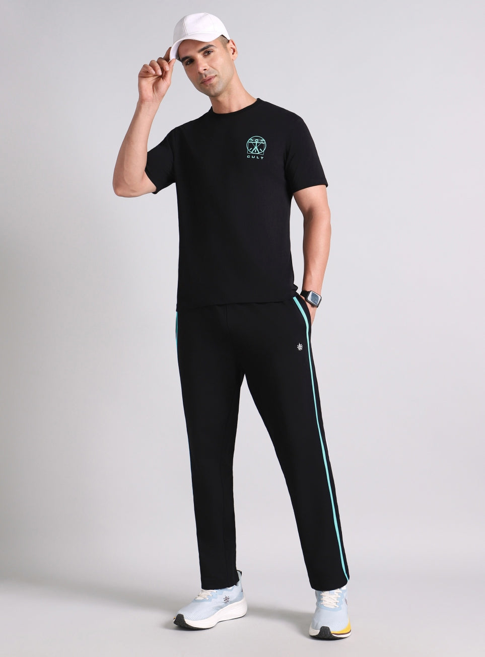 Men's Black V-Man Miniature Print T-shirt