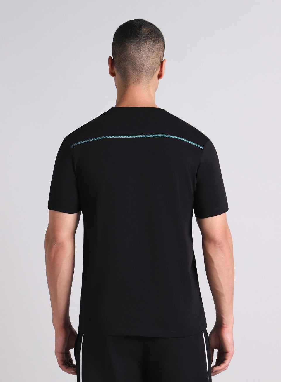 Men's Black V-Man Miniature Print T-shirt
