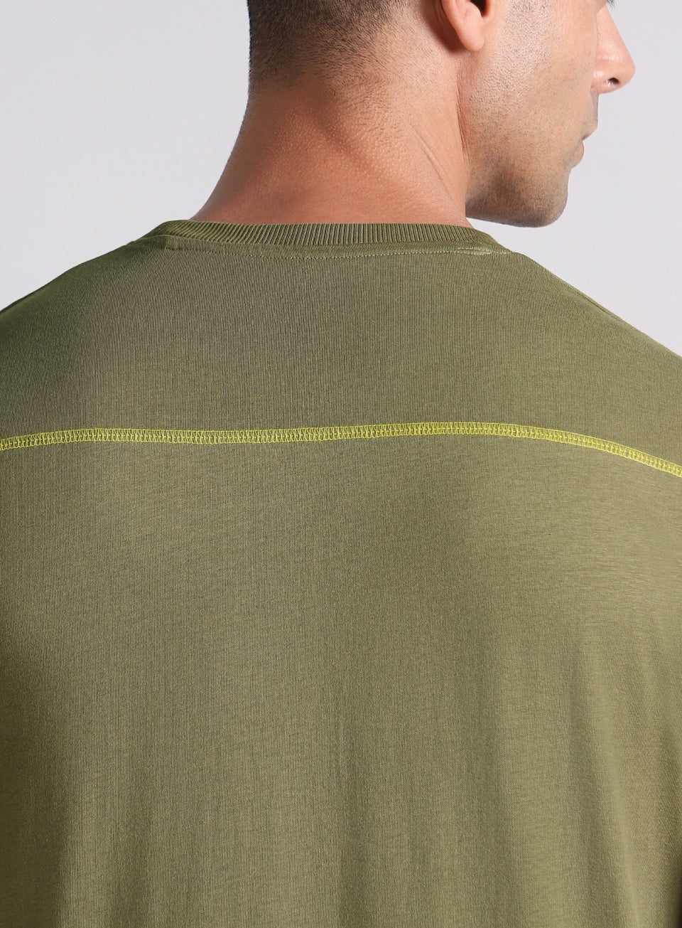 Men's Olive V-Man Miniature Print T-shirt