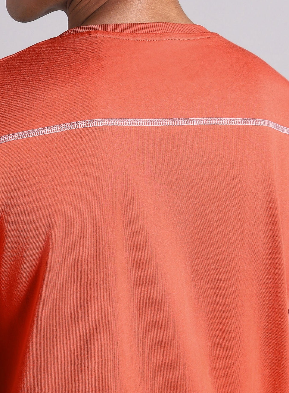 Men's Orange V-Man Miniature Print T-shirt