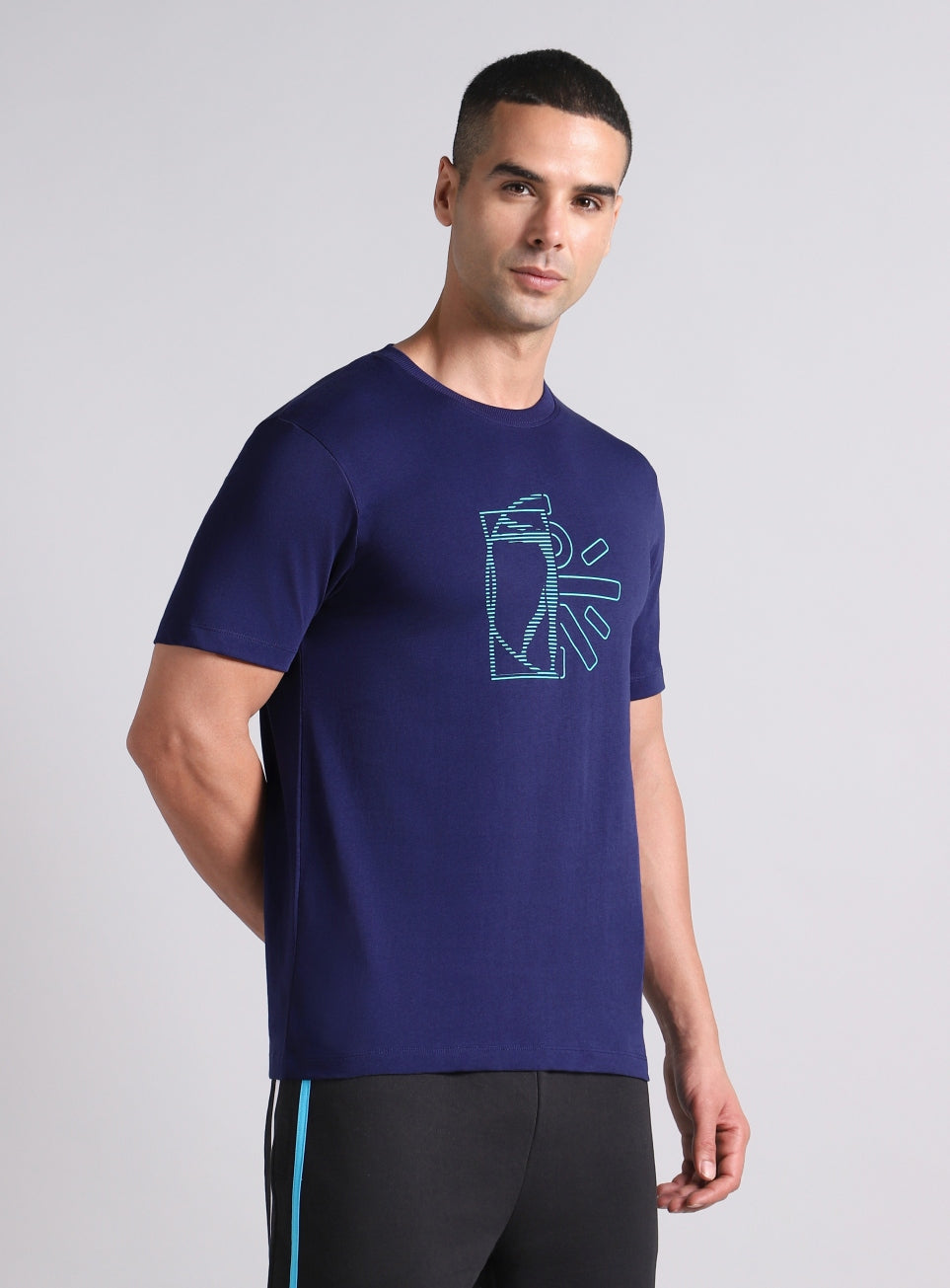 Men's Blue V-Man Cult Graphic T-shirt