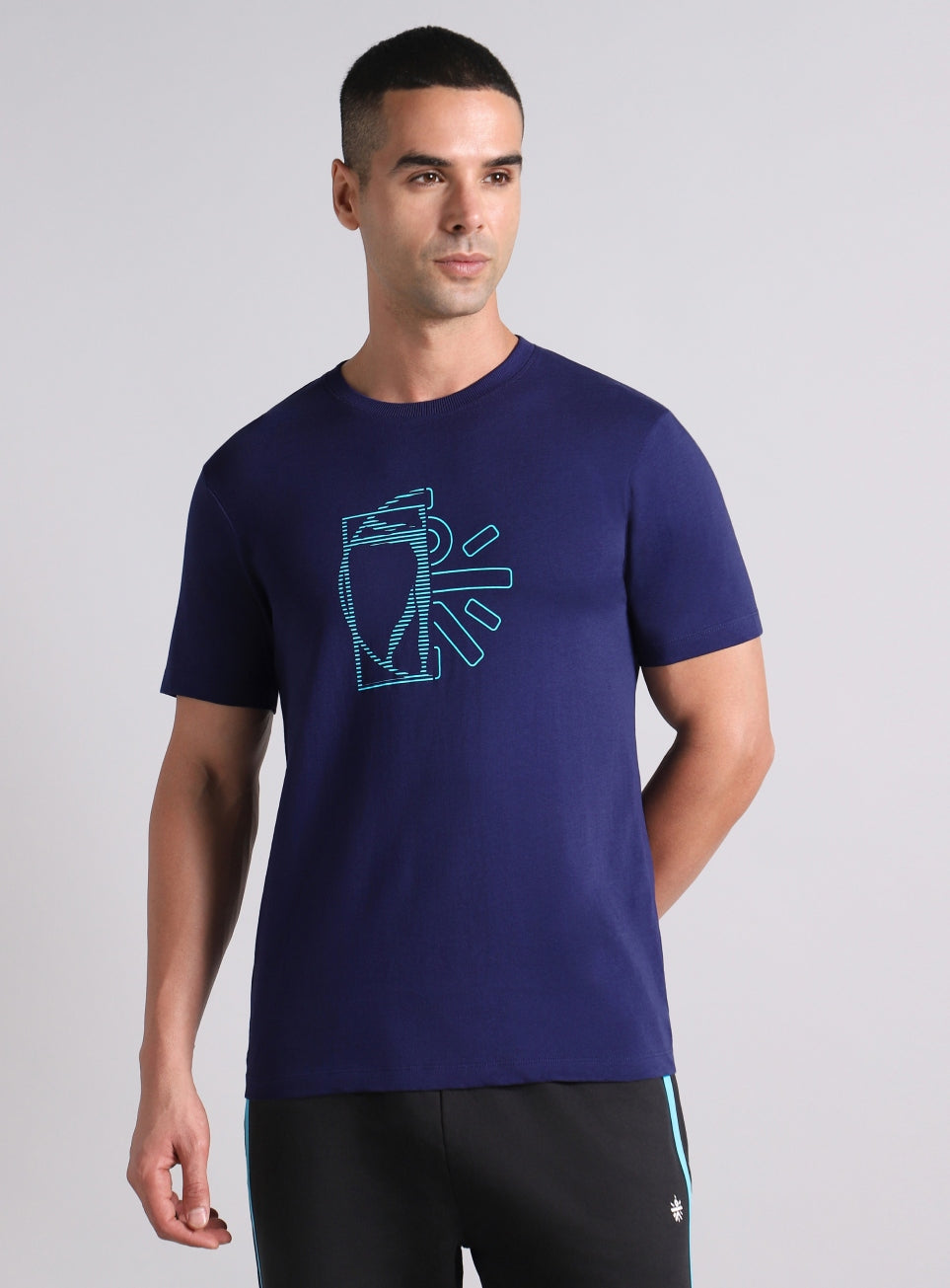 Men's Blue V-Man Cult Graphic T-shirt
