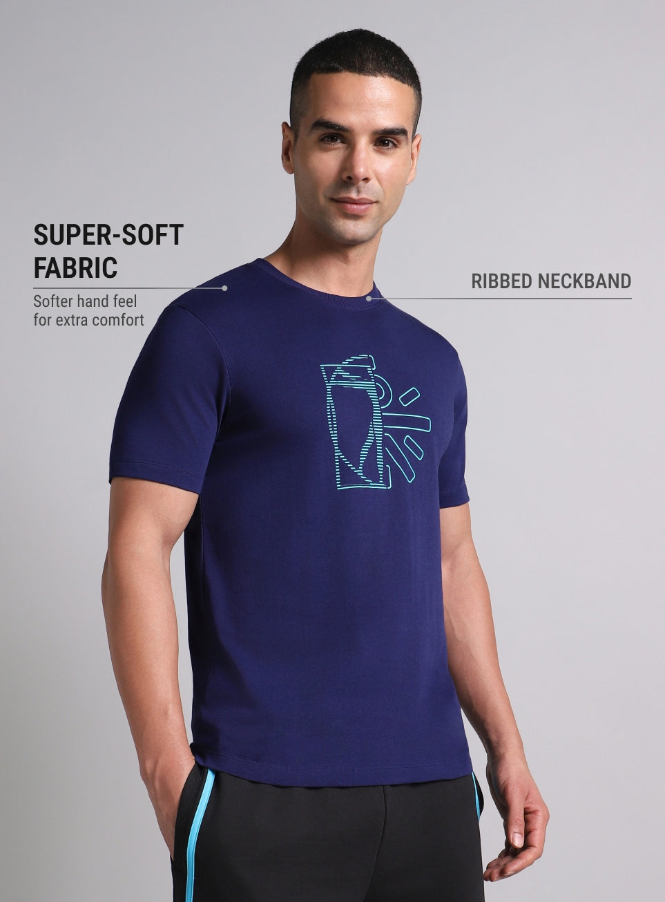 Men's Blue V-Man Cult Graphic T-shirt