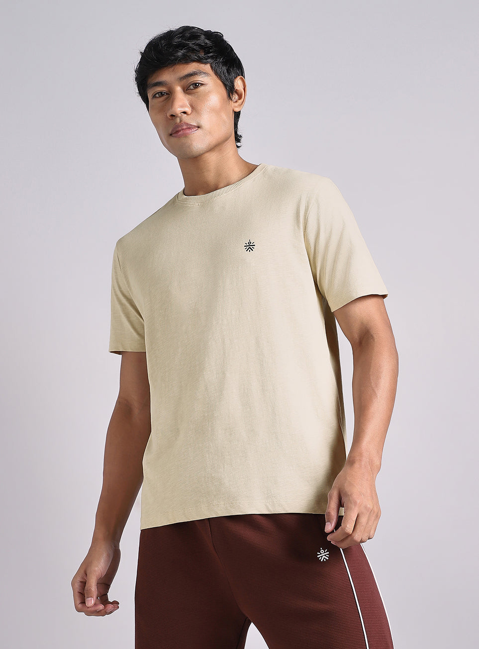 Men's Beige Logo Mania Back Print Tshirt