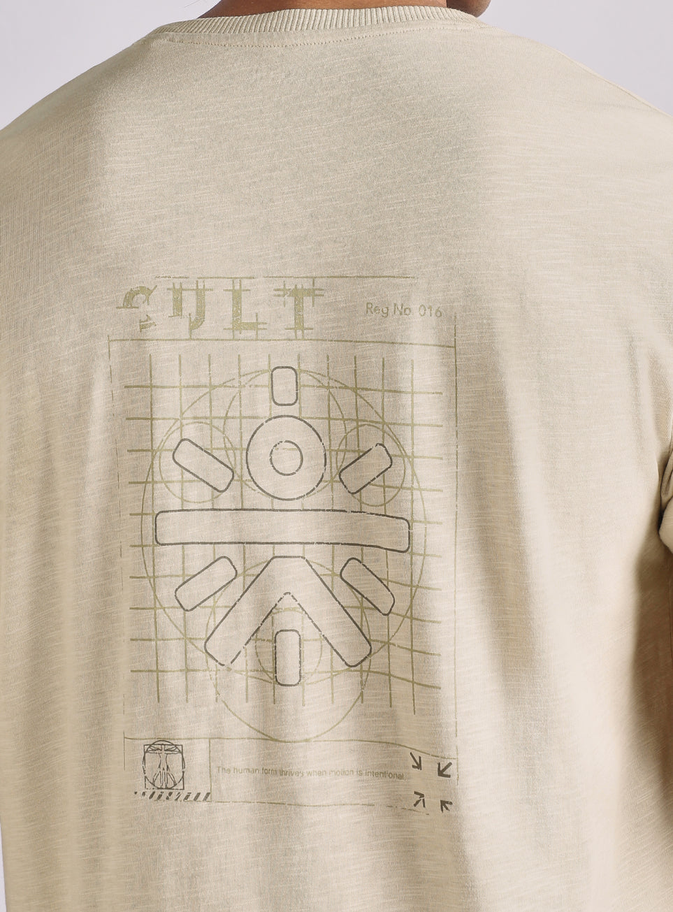 Men's Beige Logo Mania Back Print Tshirt