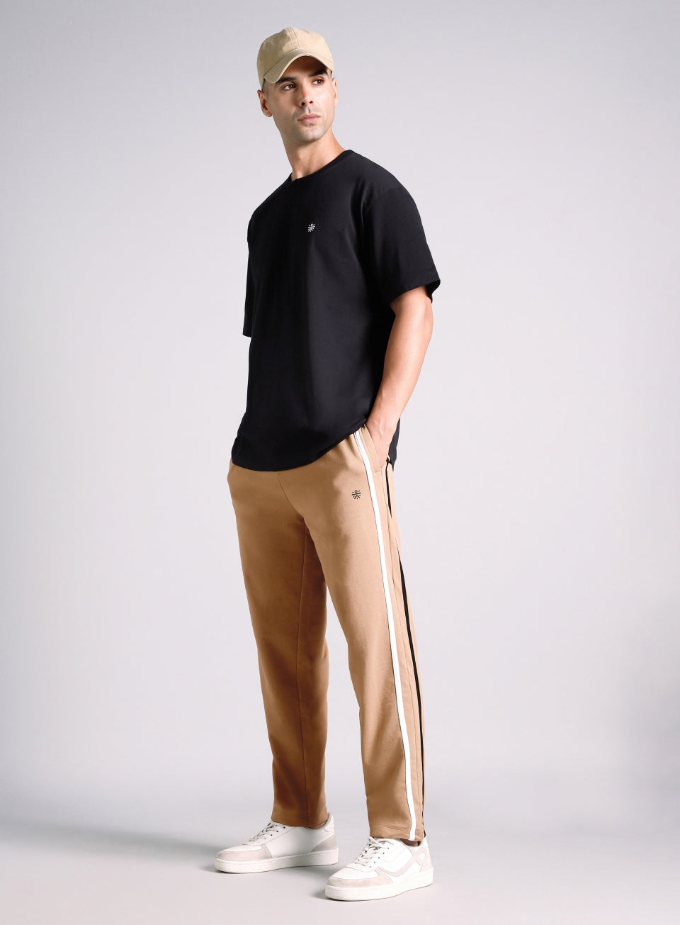 Men's Beige Contrast Playday Trackpants