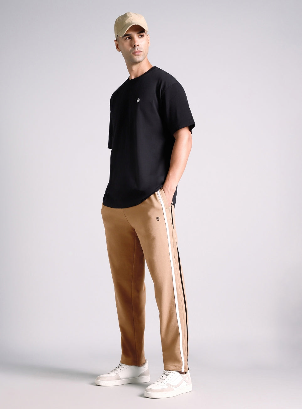 Men's Beige Contrast Playday Trackpants