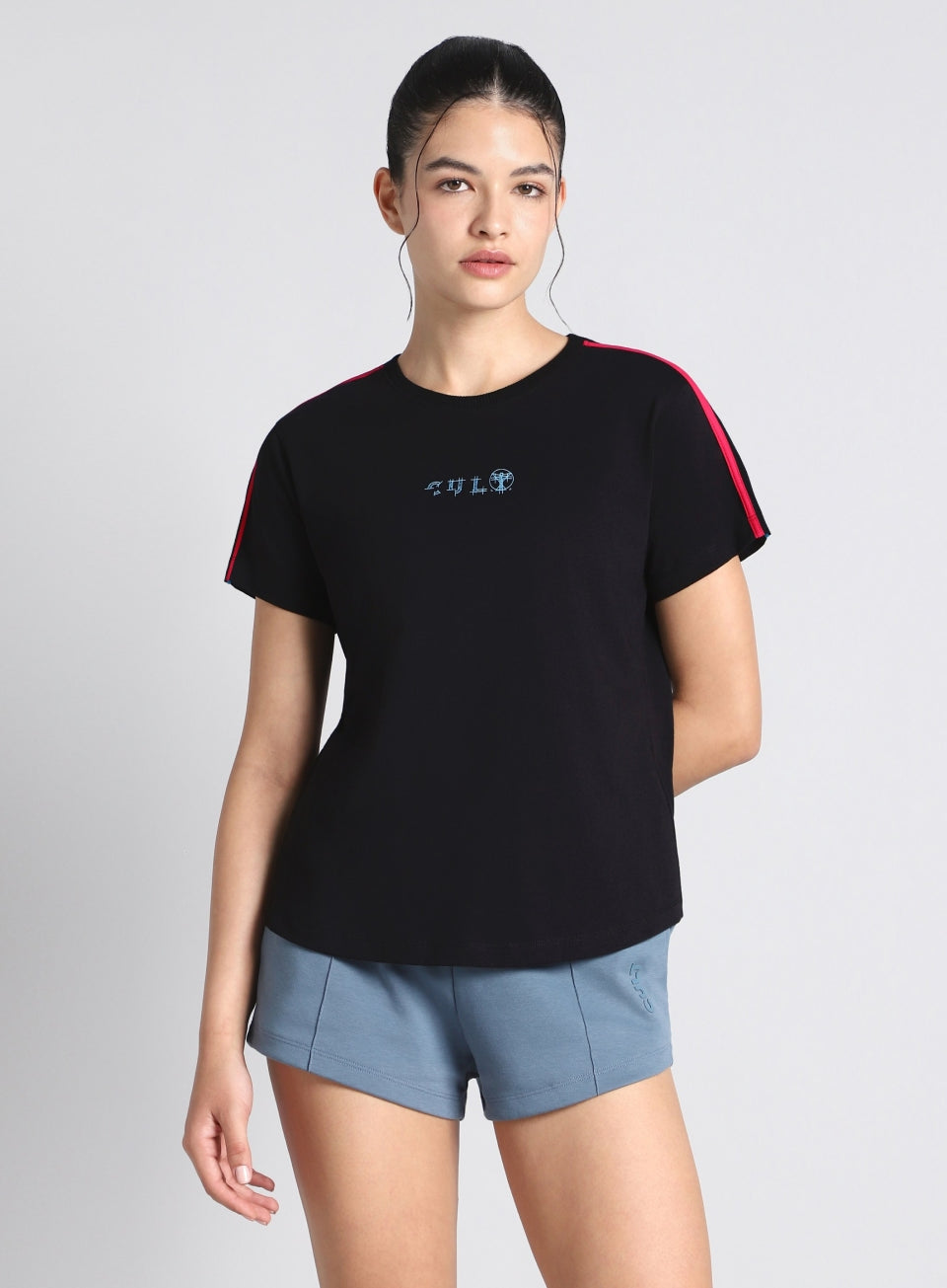 Women's Black Sporty T-shirt