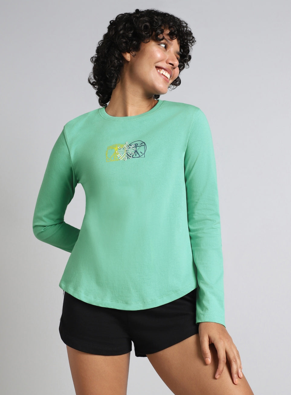Women's Green Cult Logomanaia Full Sleeve T-shirt