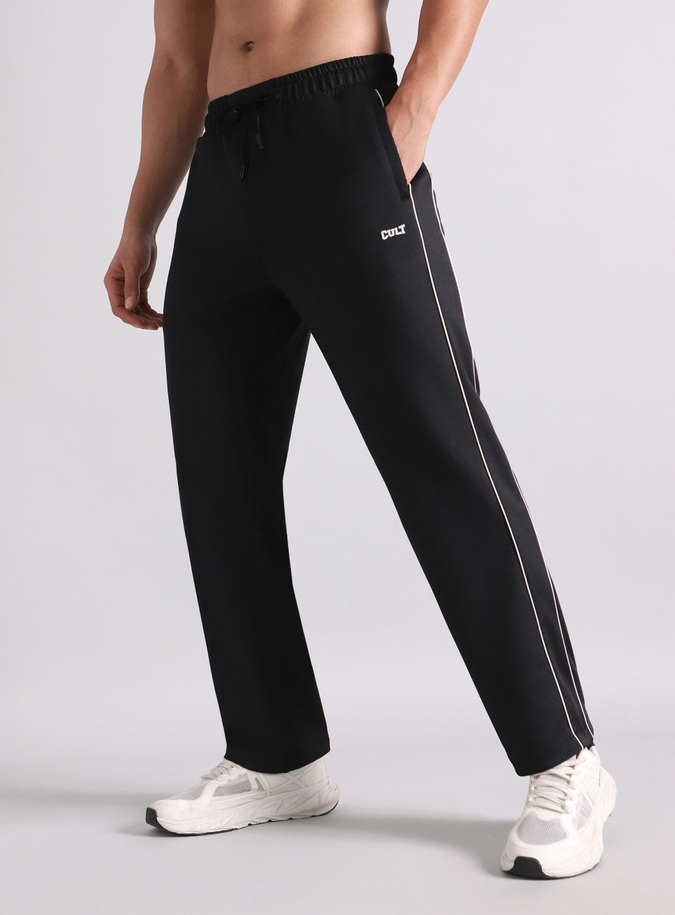Men's True Black Combat Straight Fit Trackpants