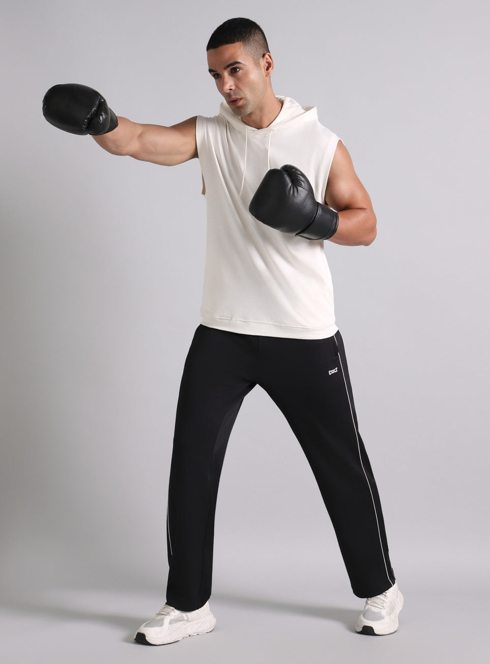 Men's True Black Combat Straight Fit Trackpants