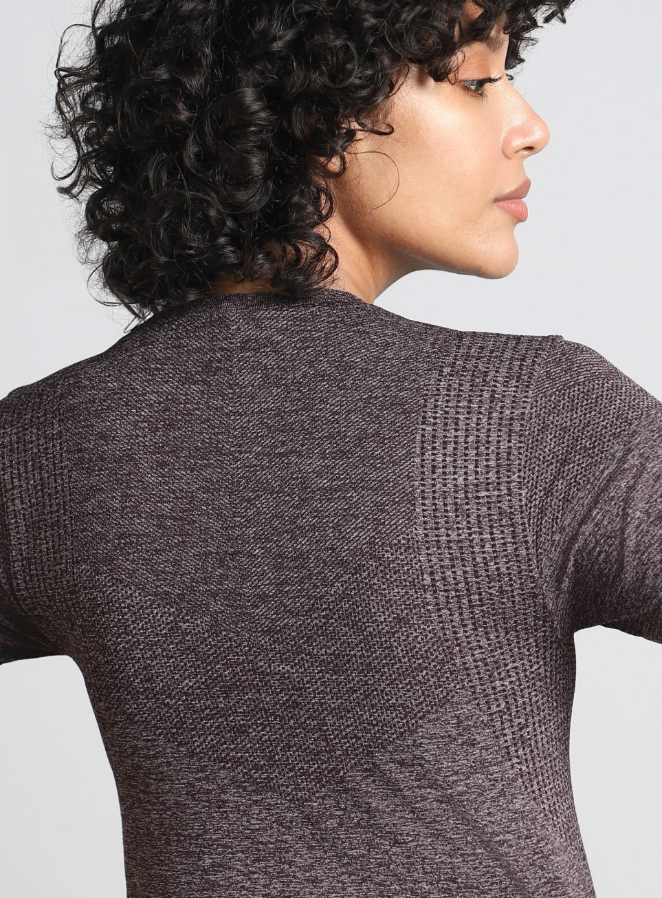 Women's Grey Contour Training Slim Fit Seamless T-shirt