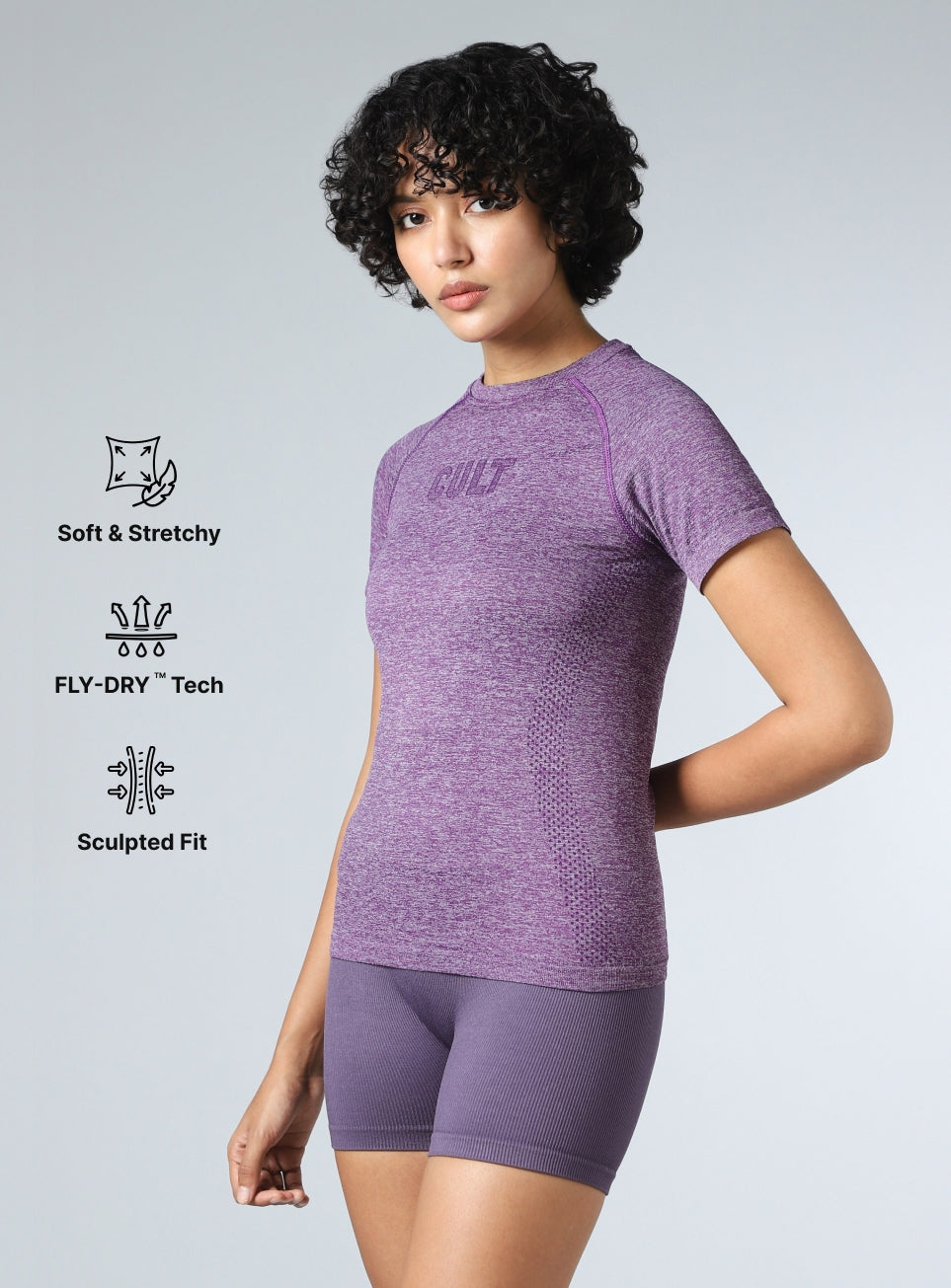 Women's Purple Contour Seamless T-shirt