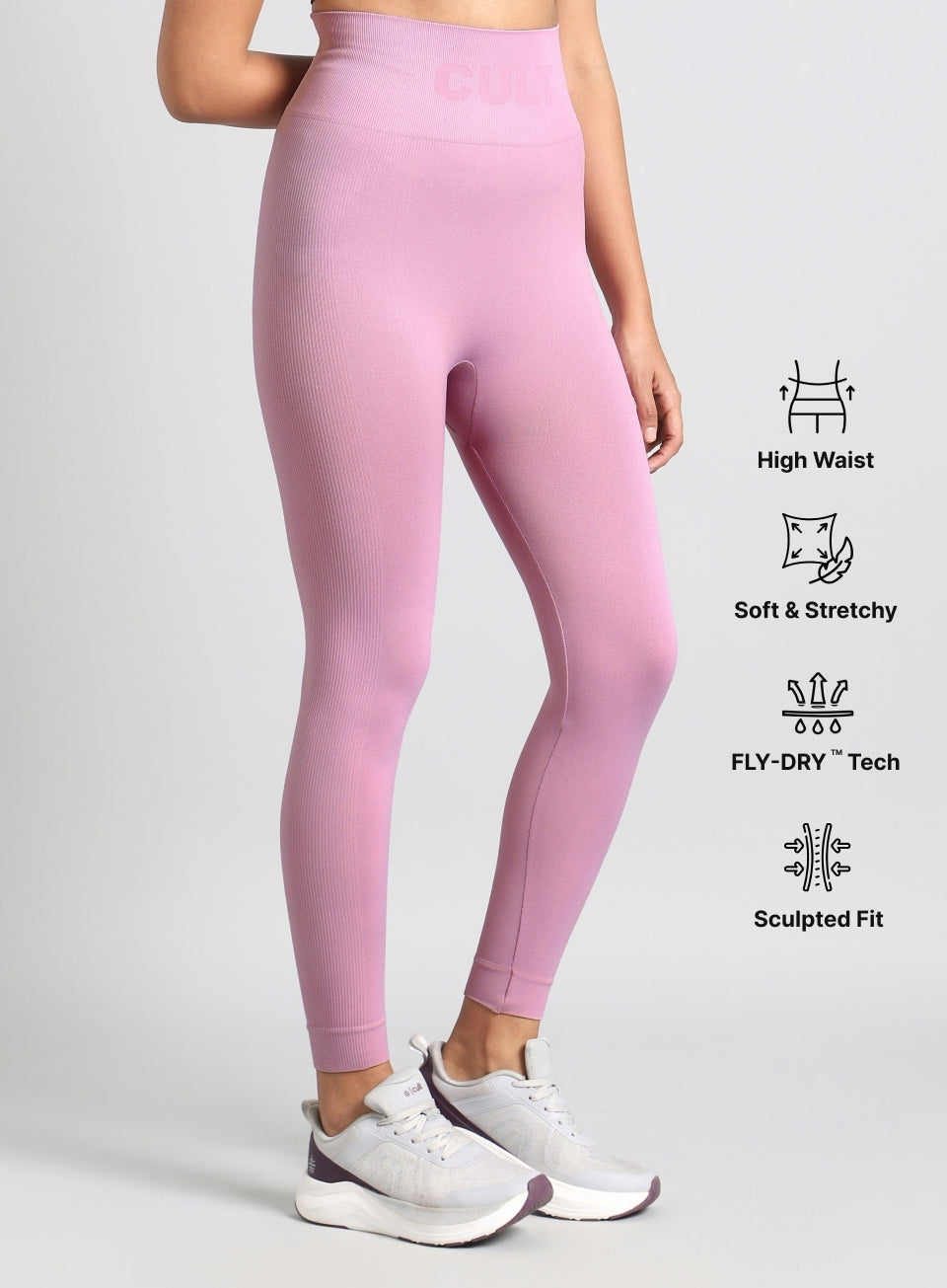 Women's Pink Swift Form Seamless Tights