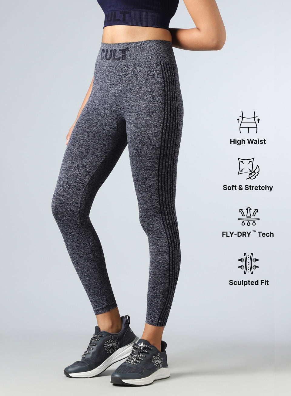 Women's Navy Momentum Seamless Tights