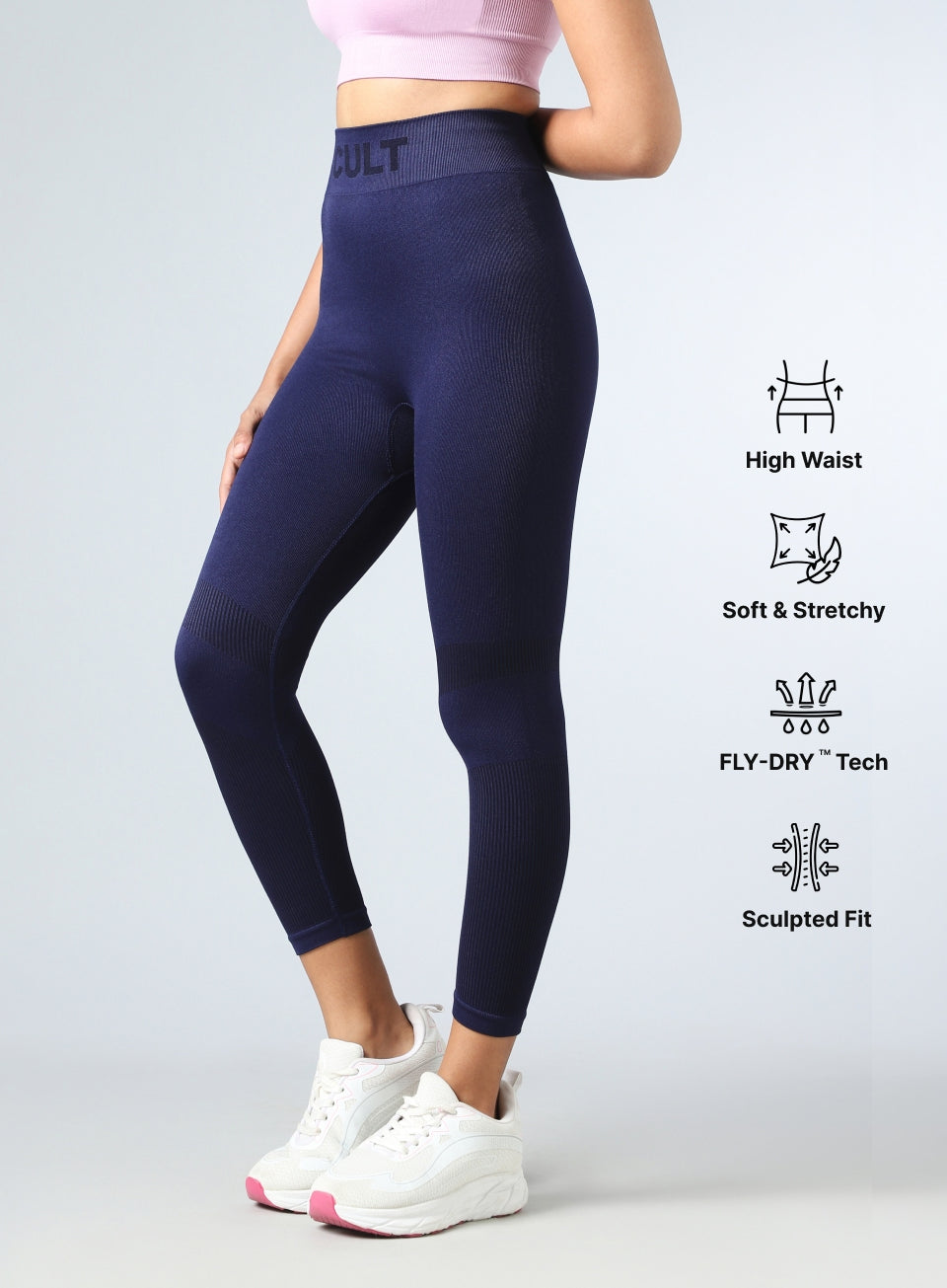 Women's Navy Sculpt Fit Seamless Tights
