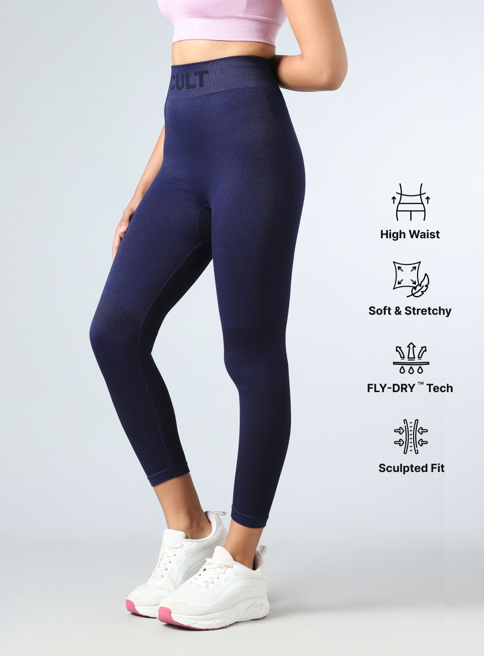 Women's Navy Sculpt Fit Seamless Tights
