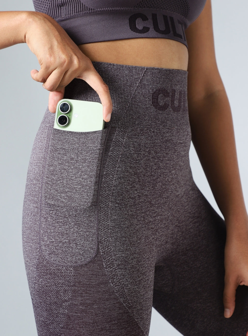 Women's Grey Contour Fit Seamless Tights
