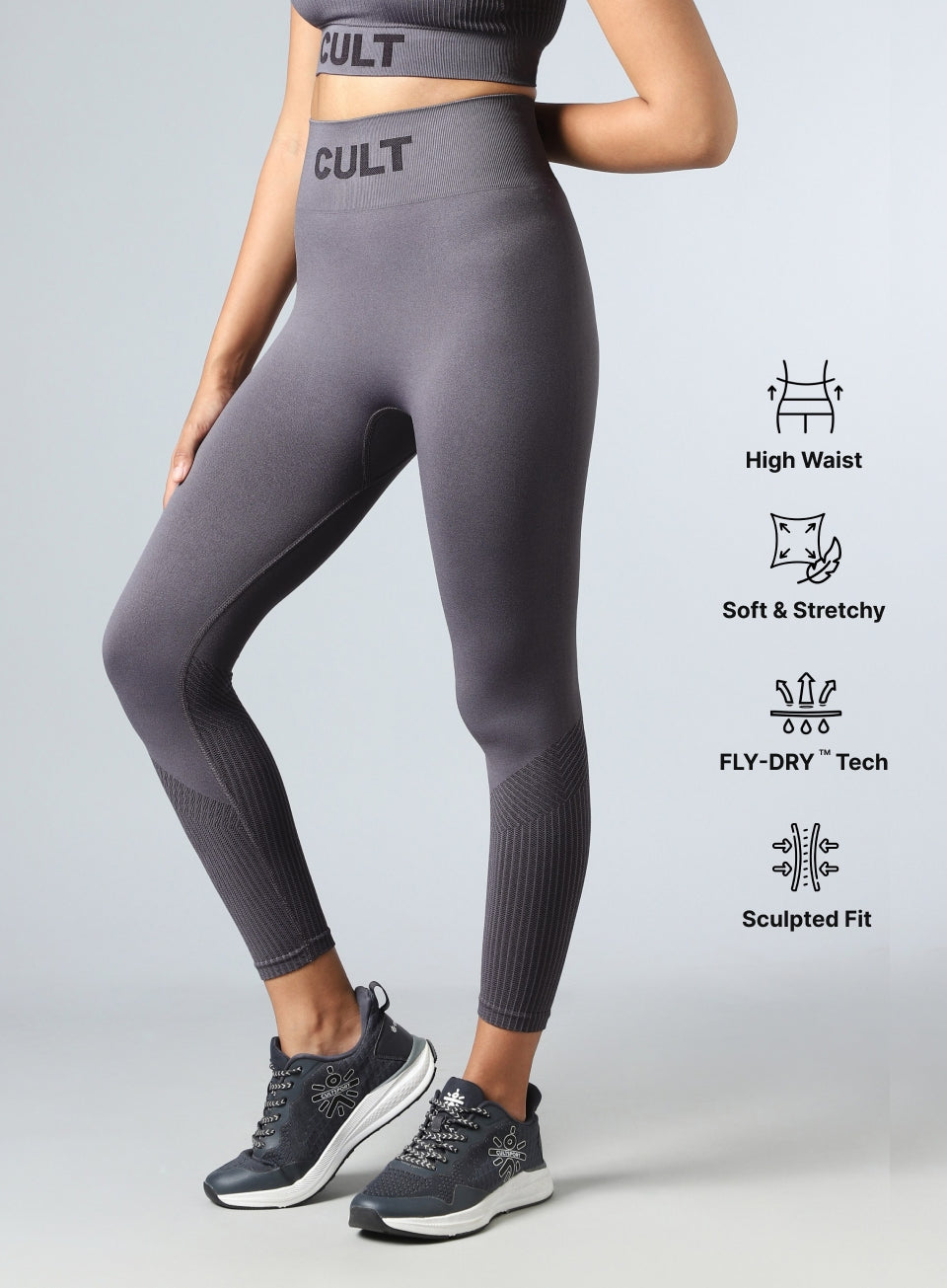 Women's Grey Power Move Seamless Tights