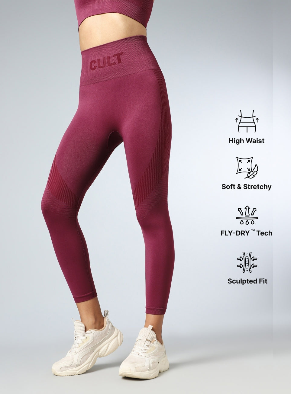 Women's Maroon Sculpt Seamless Tights
