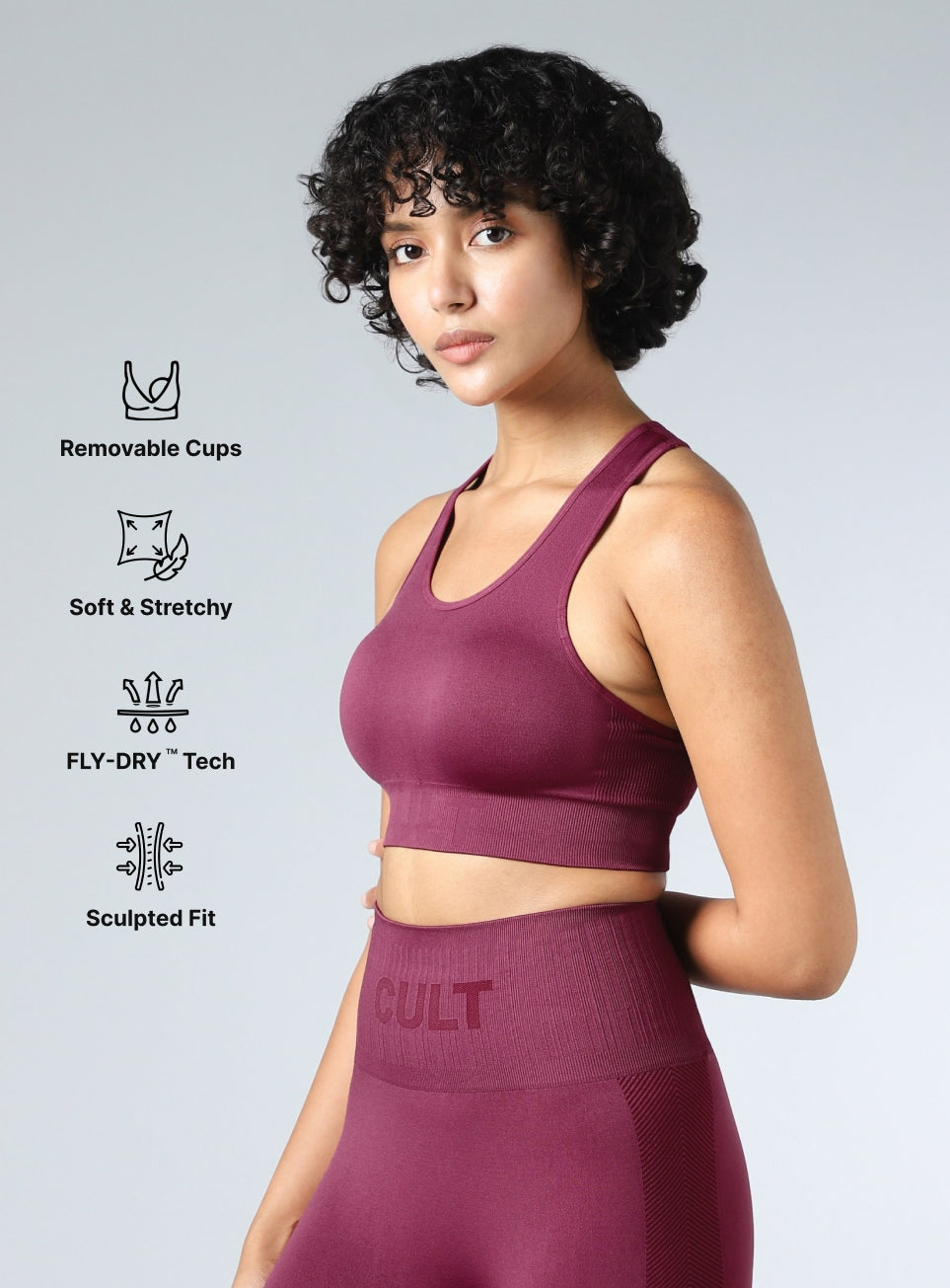 Women's Maroon Motion Flow Medium Support Seamless Bra