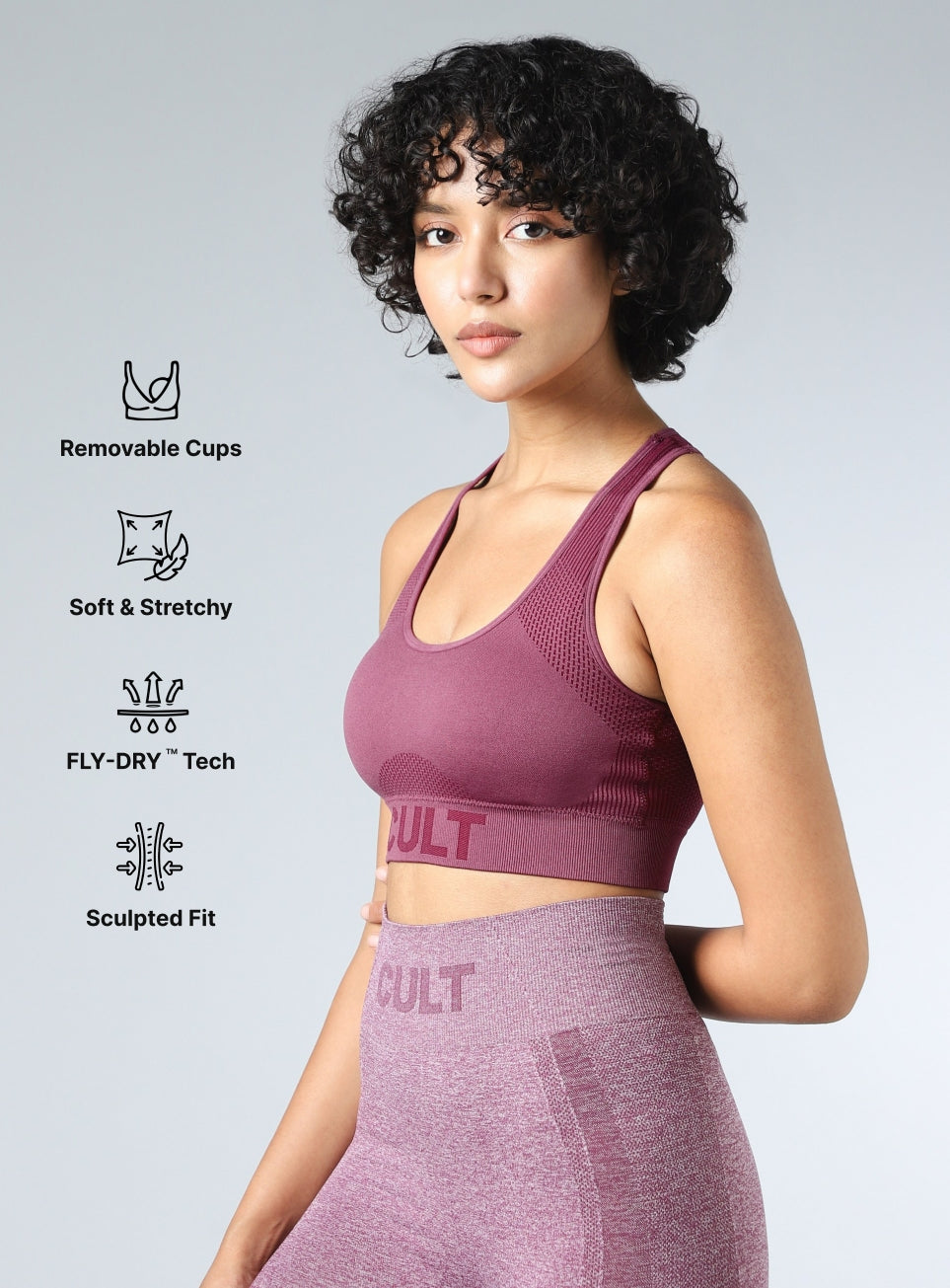 Women's Purple Momentum Medium Support Seamless Bra