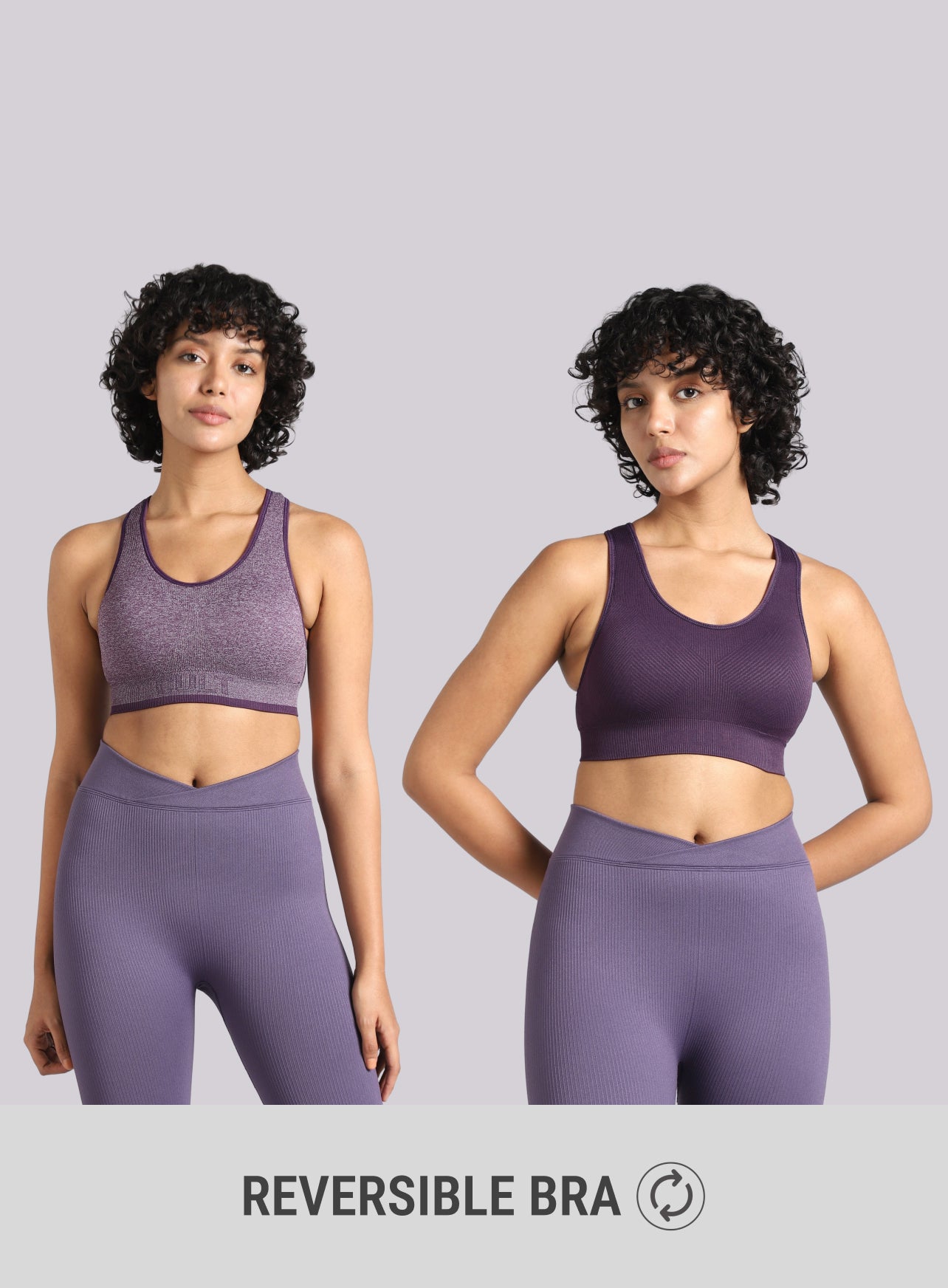 Women's Purple Medium Support Seamless Reversible Bra