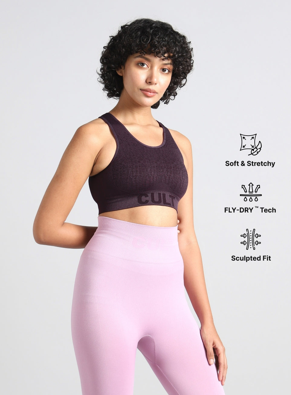 Women's Purple Medium Support Seamless Reversible Bra
