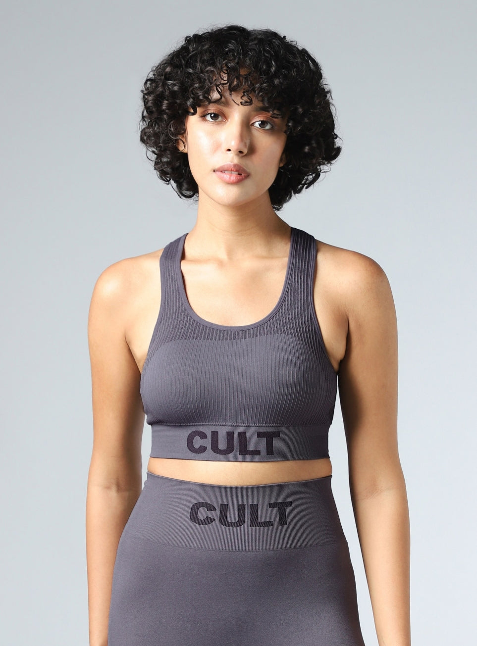 Women's Grey Powerflow Medium Support Seamless Bra