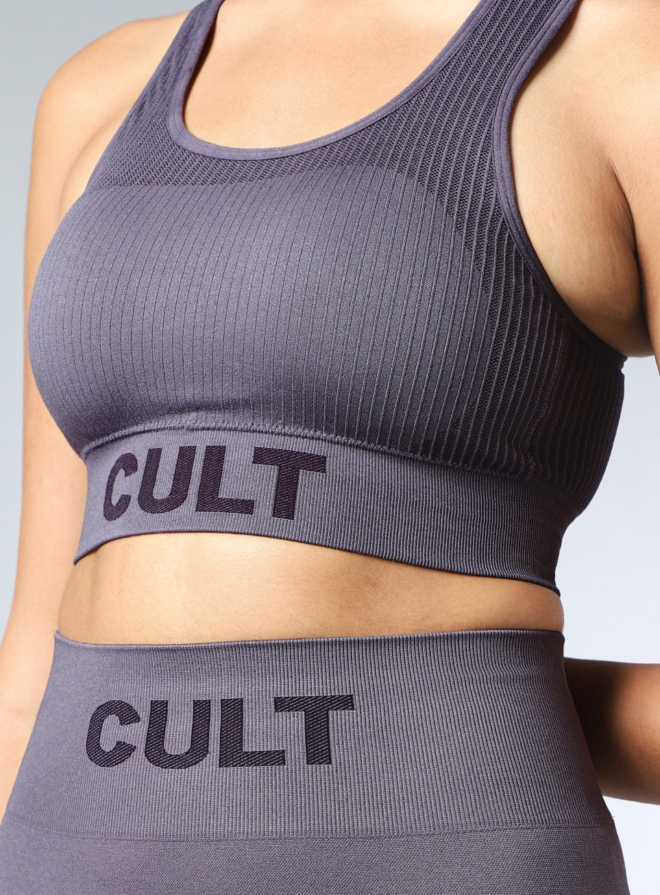 Women's Grey Powerflow Medium Support Seamless Bra