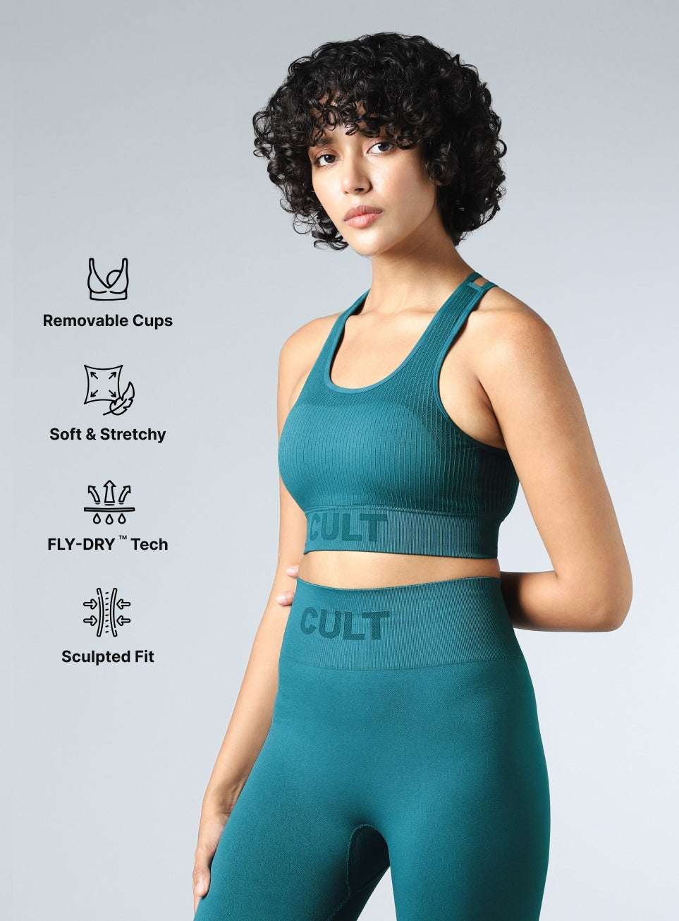 Women's Teal Powerflow Medium Support Seamless Bra