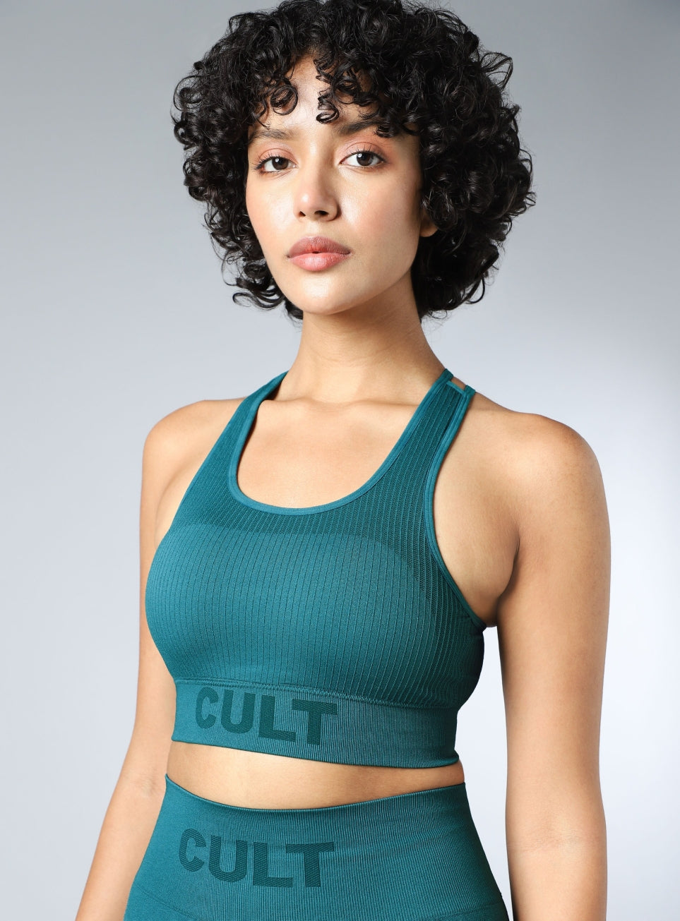 Women's Teal Powerflow Medium Support Seamless Bra