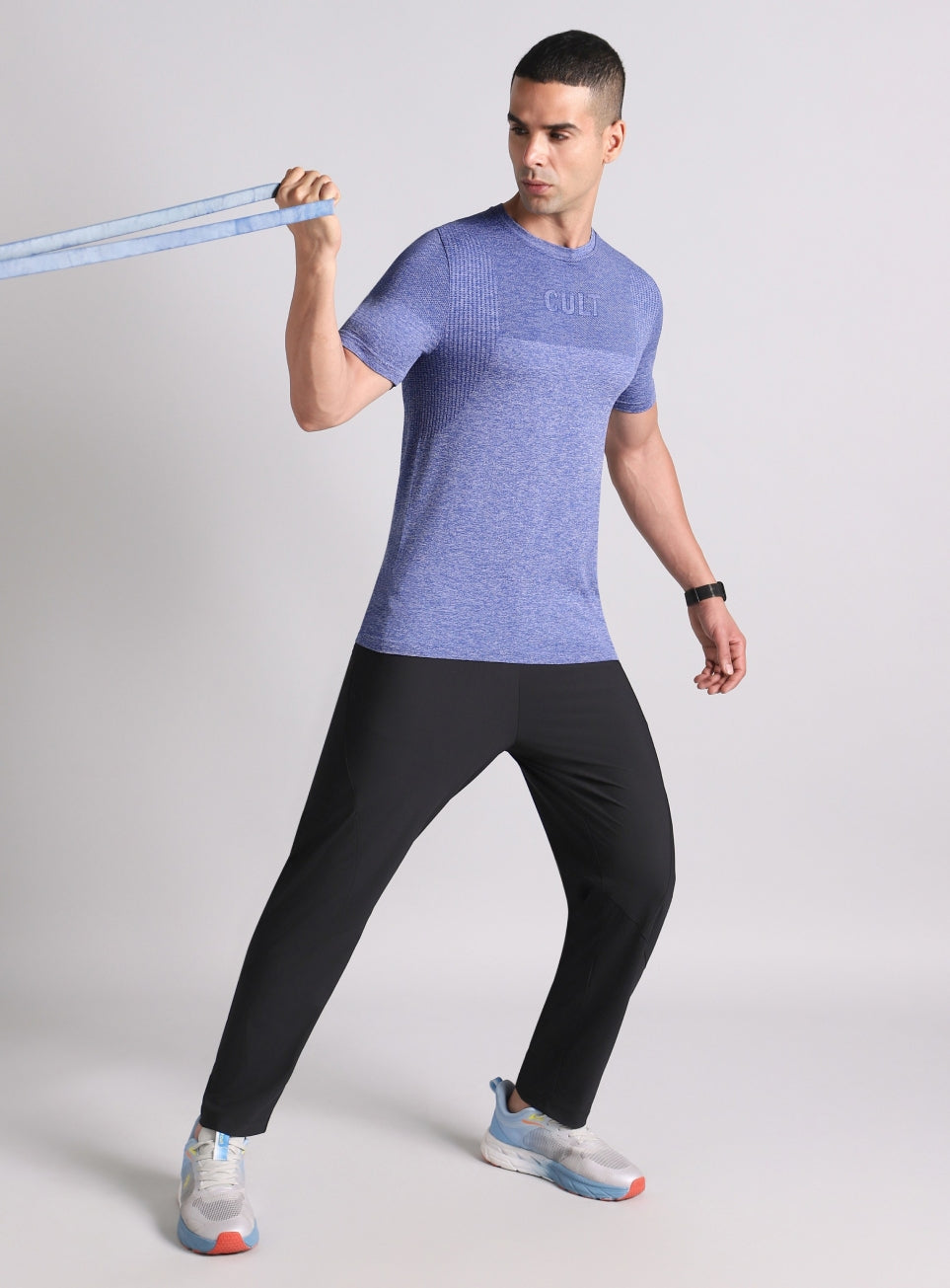 Men's Blue Training Essential Slim Fit Seamless T-shirt