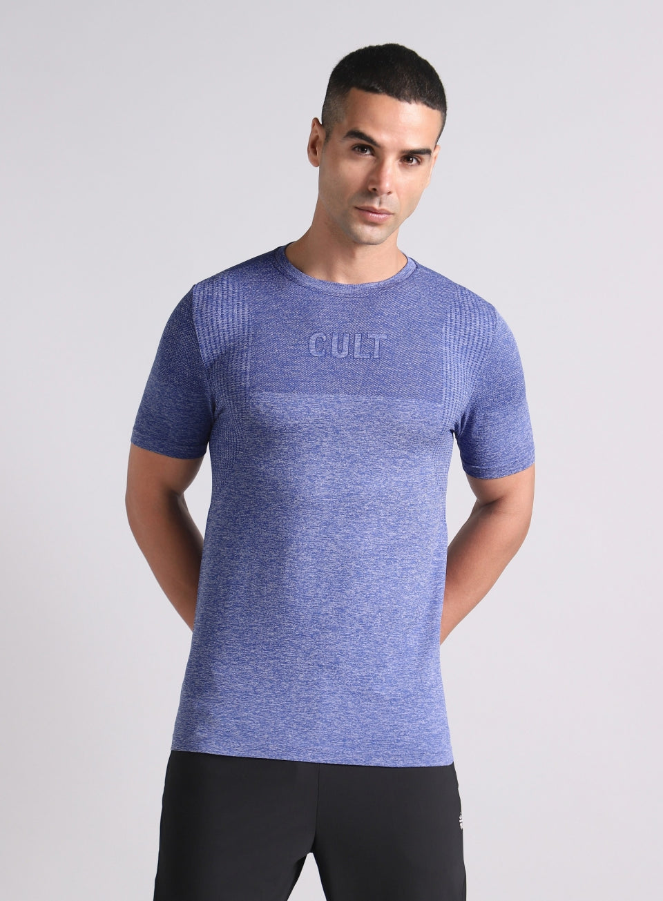Men's Blue Training Essential Slim Fit Seamless T-shirt