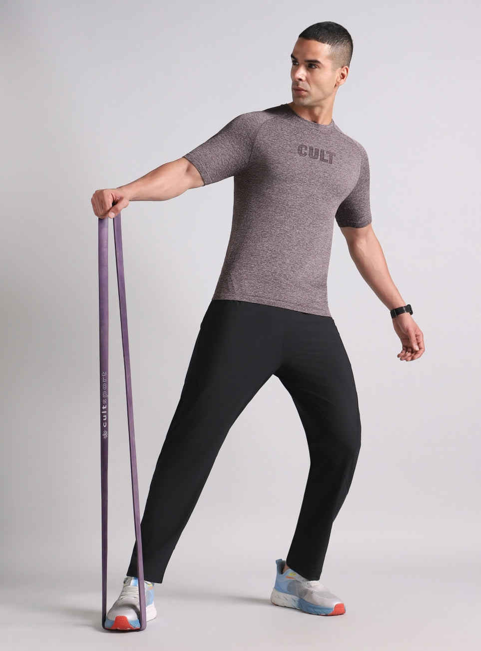 Men's Grey All format Training Slim Fit Seamless T-shirt