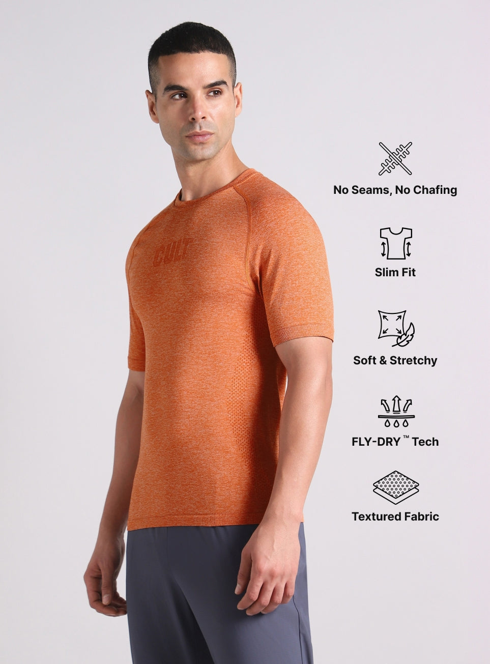Men's Rust All Format Training Slim Fit Seamless T-shirt