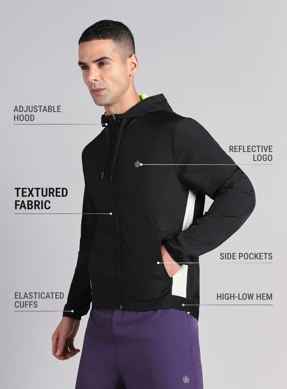 Men's Black Air Vents Running Jacket