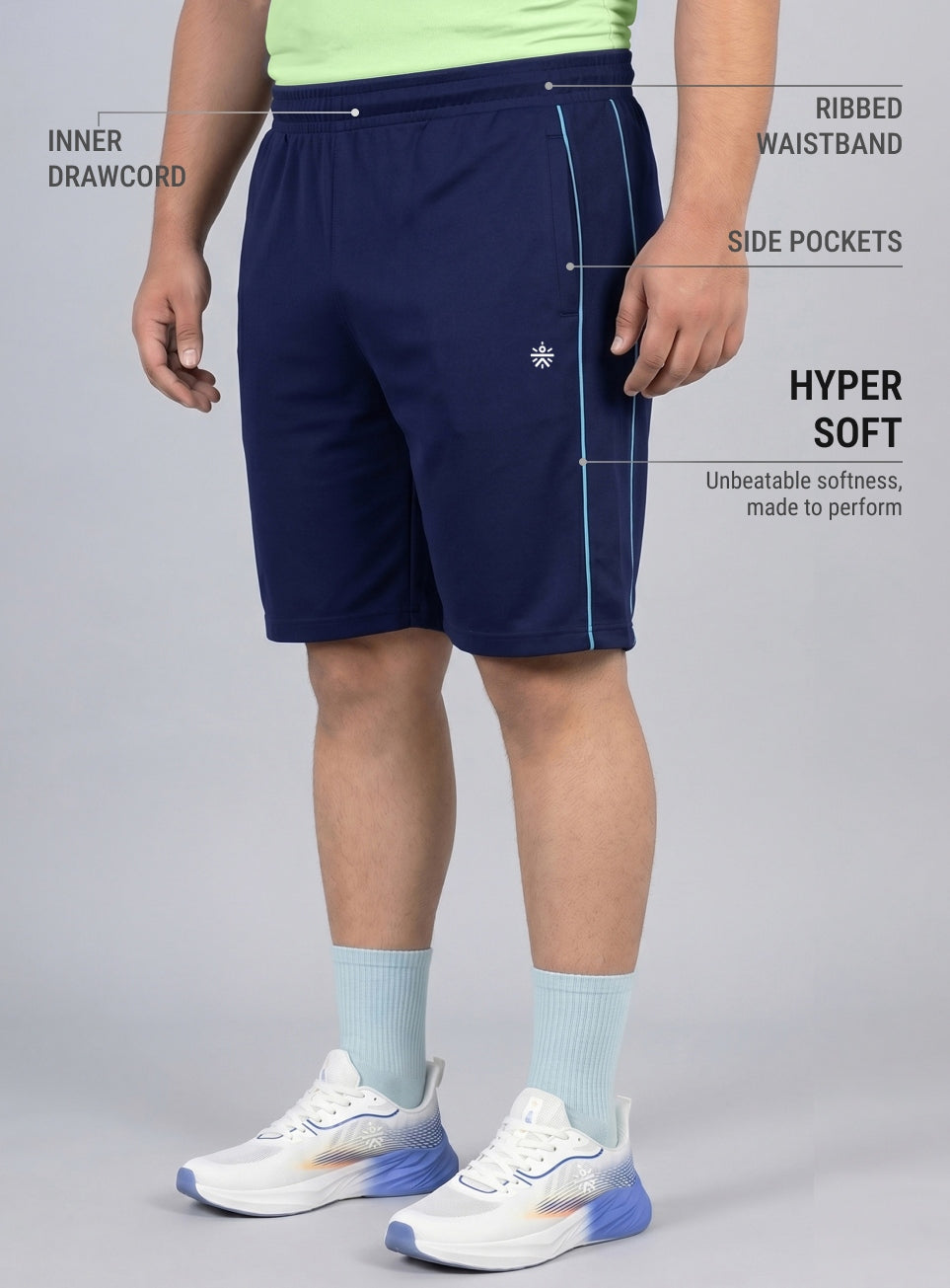 Men's Navy Edge Line Training Plus Size Shorts