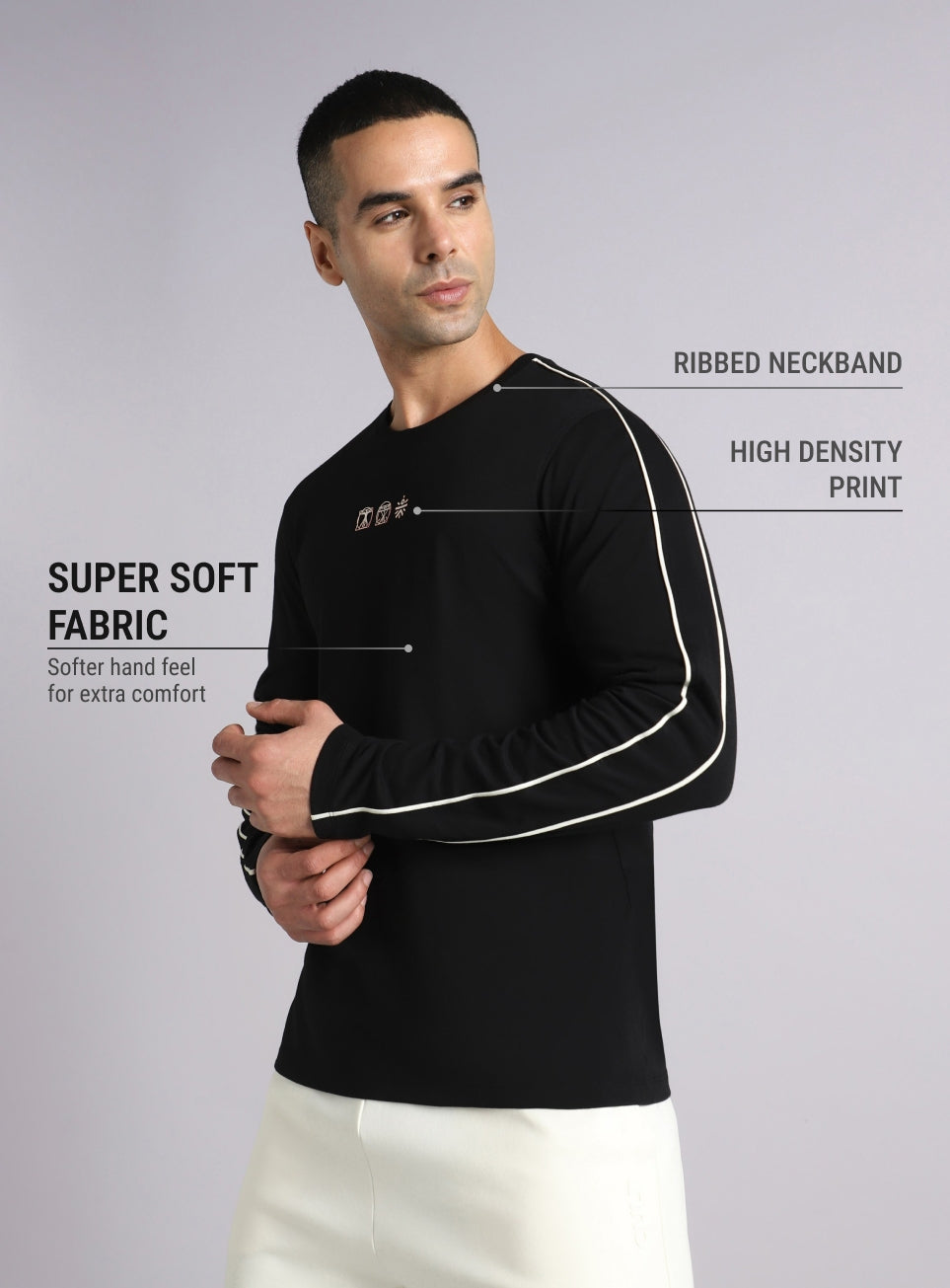 Men's Black V-Man Cult Graphic Print Full Sleeve T-shirt