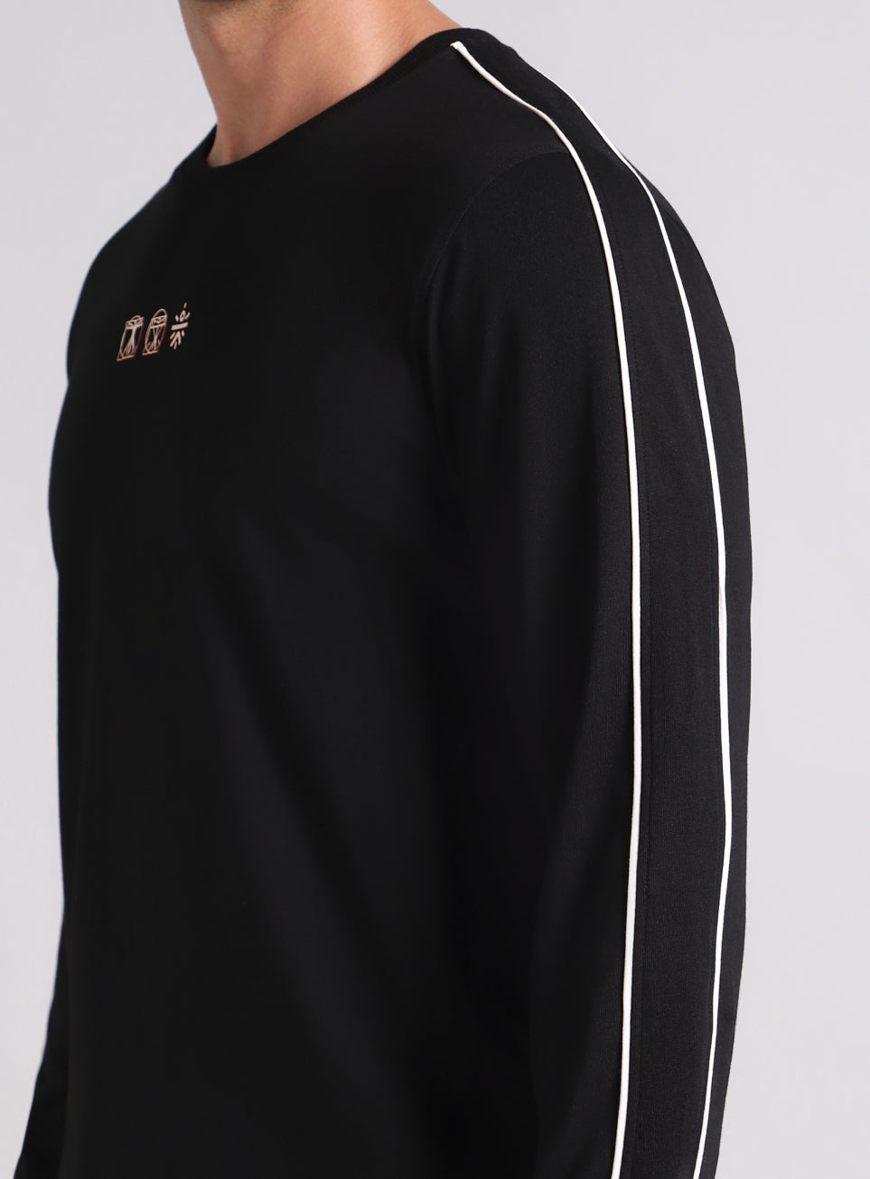 Men's Black V-Man Cult Graphic Print Full Sleeve T-shirt