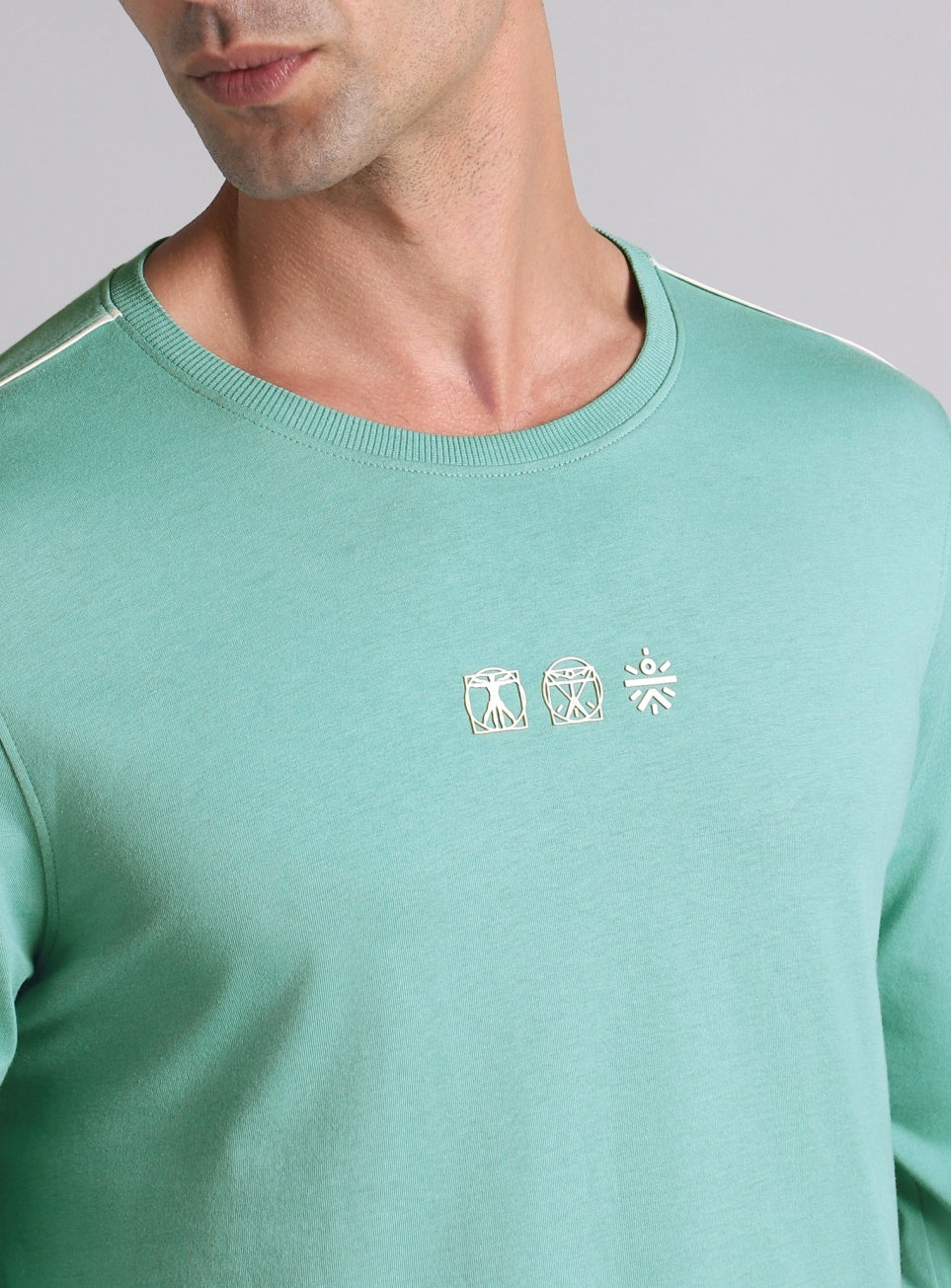 Men's Green V-Man Cult Graphic Print Full Sleeve T-shirt