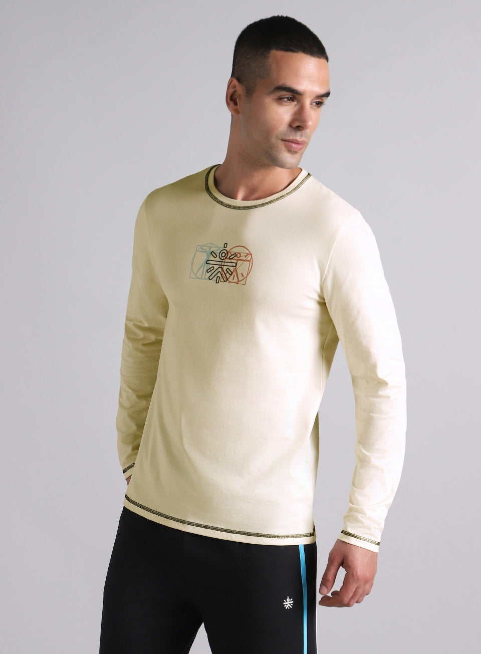 Men's White V-Man Cult Graphic Full Sleeve T-shirt