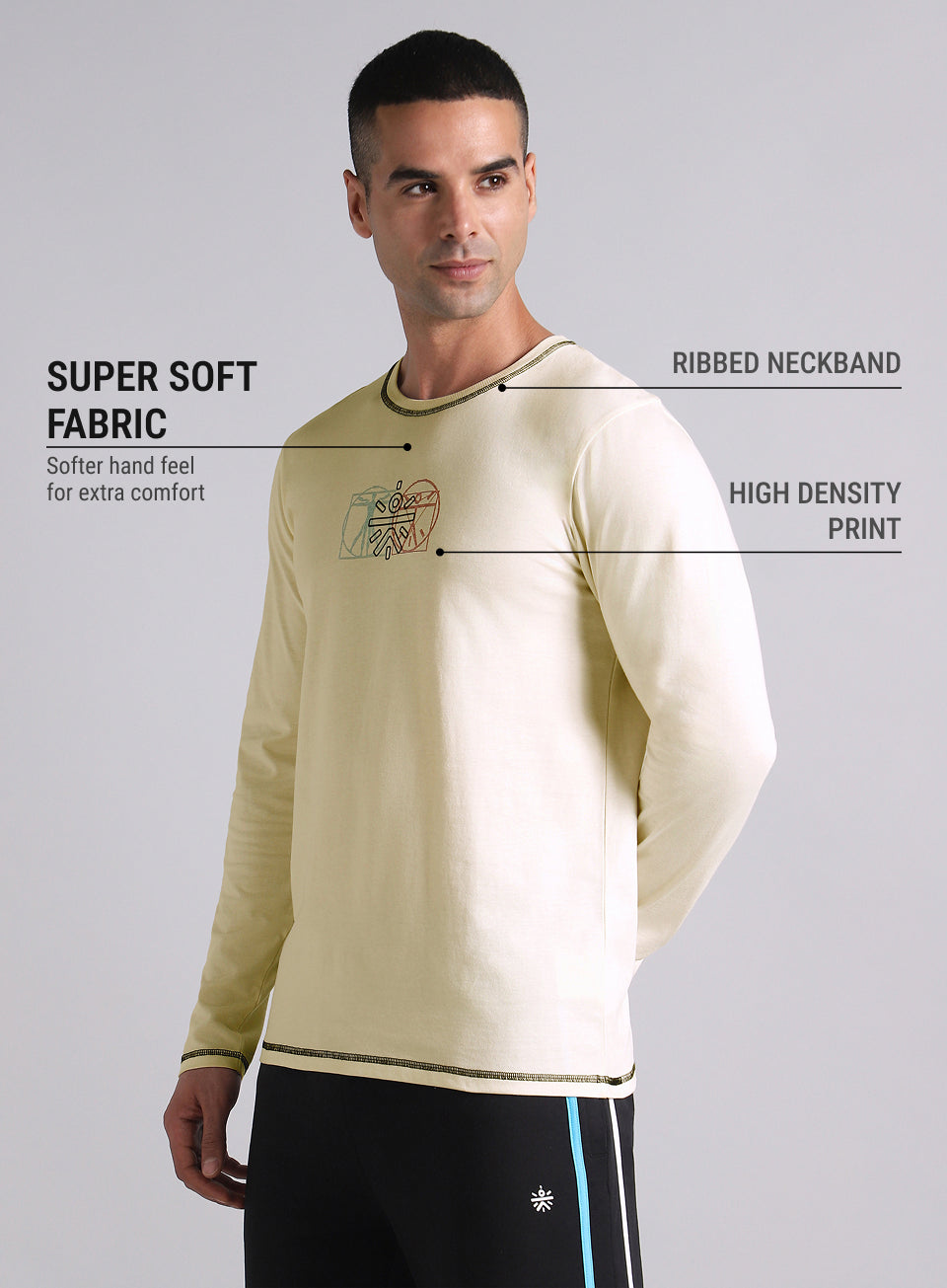 Men's White V-Man Cult Graphic Full Sleeve T-shirt