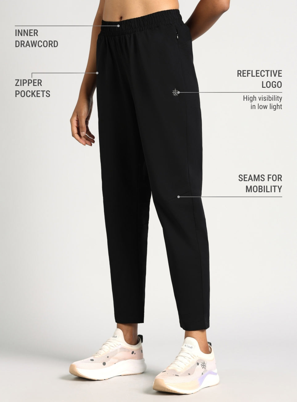 Women's Black Dark Series Running Trackpants