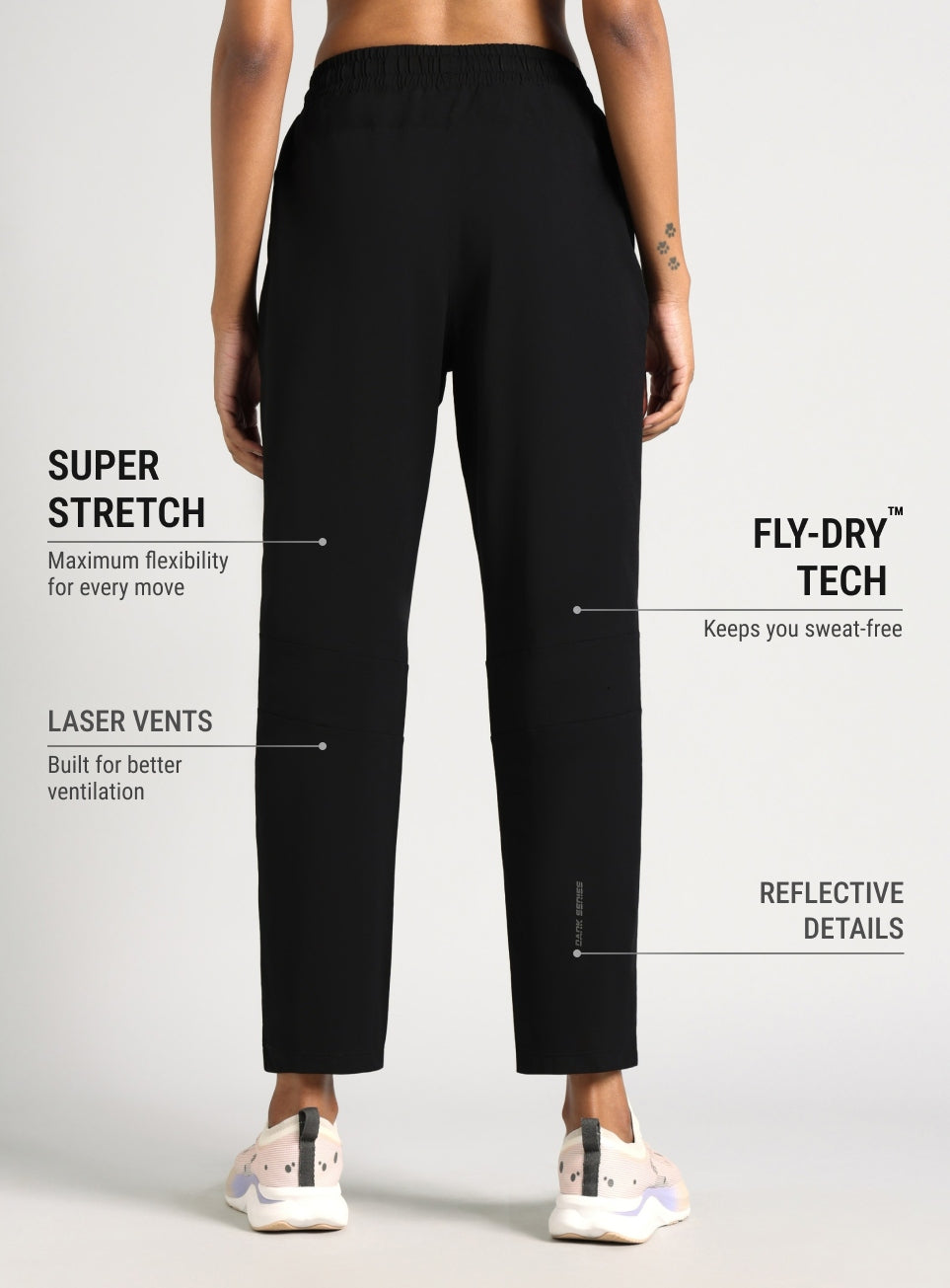 Women's Black Dark Series Running Trackpants