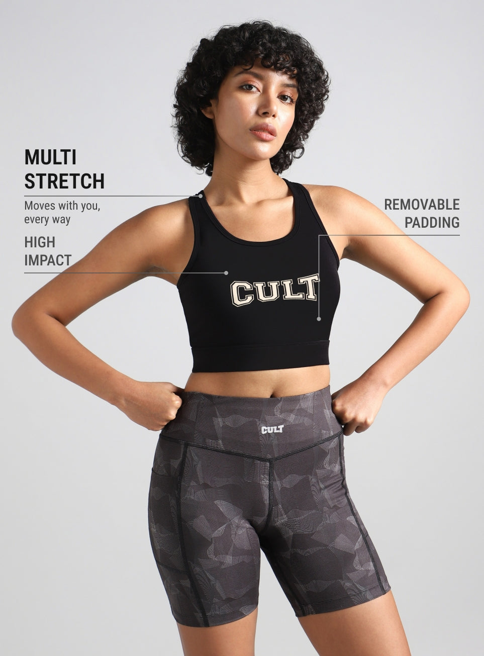 Women's Black True Black Combat Hight Support Bra Top